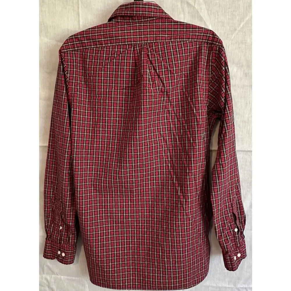 Ralph Lauren‎ Mens 15.5 34/35 Red Plaid Stretch Poplin Button Shirt